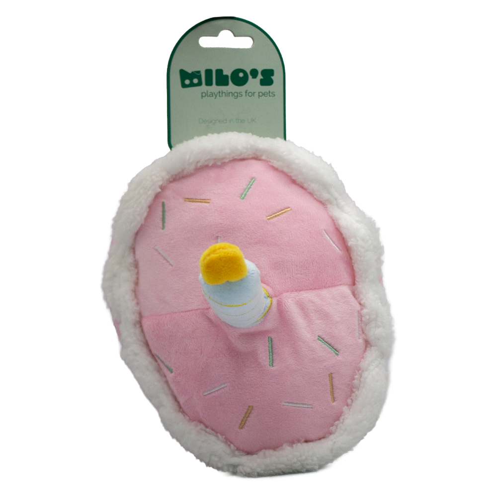 Milos Happy Birthday Cake Plush Dog Toy - Pink