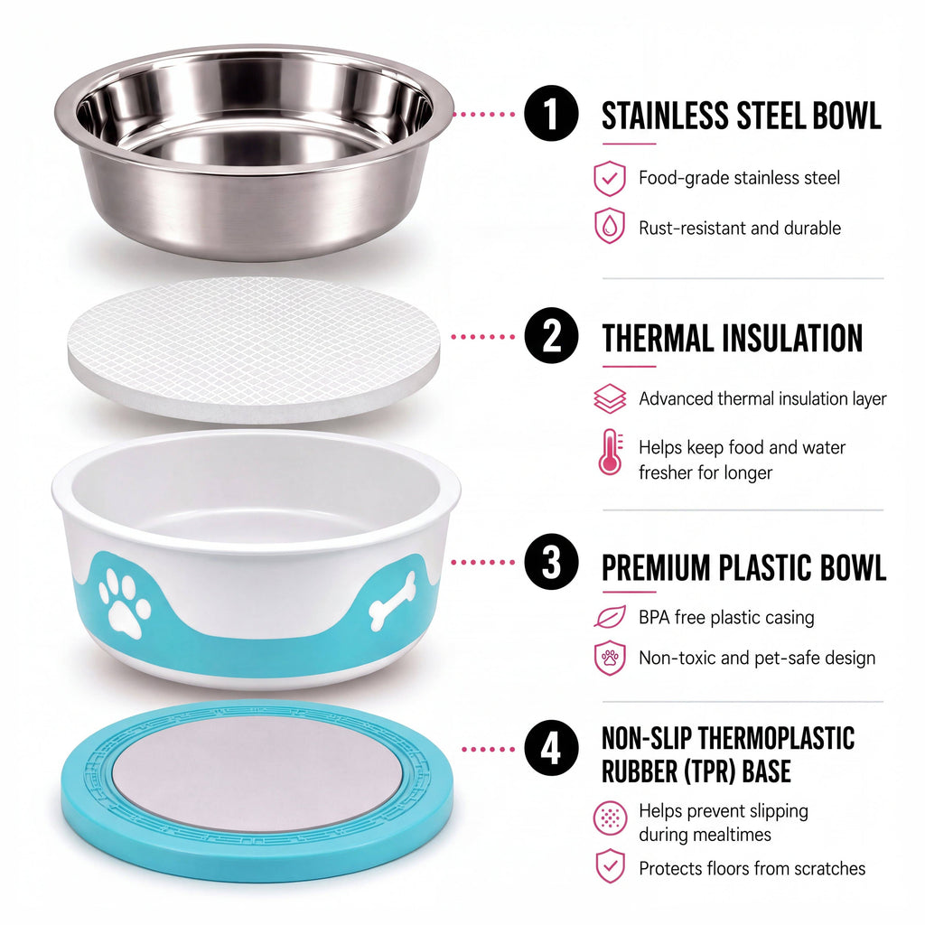 Azzure Blue-ThermaCool Dog & Cat Bowls