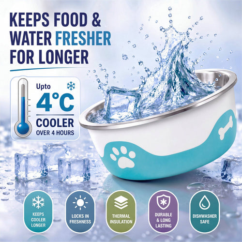 Azzure Blue-ThermaCool Dog & Cat Bowls