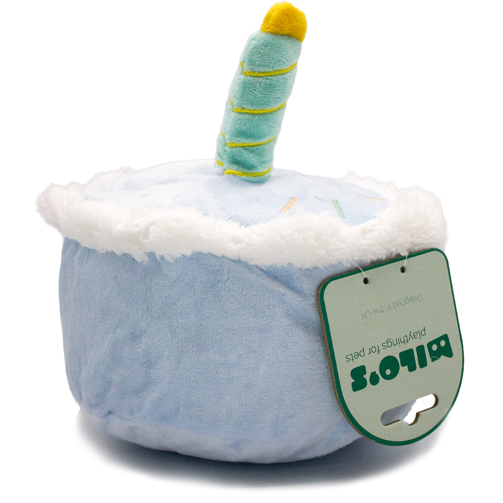 Milos Happy Birthday Cake Plush Dog Toy - Blue