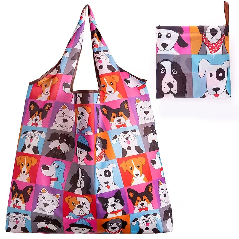 Dog Print Reusable Foldaway Bag