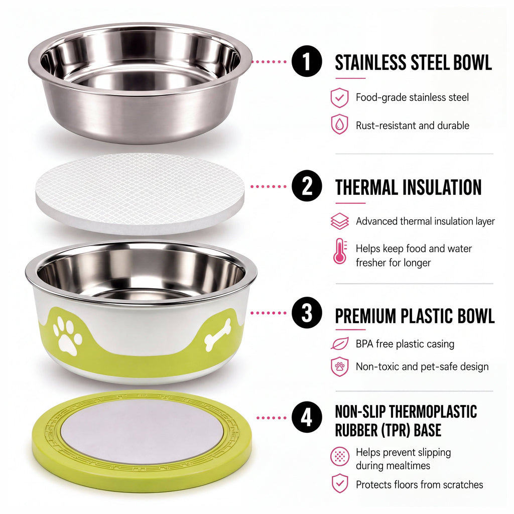 Olive Green-ThermaCool Dog & Cat Bowls