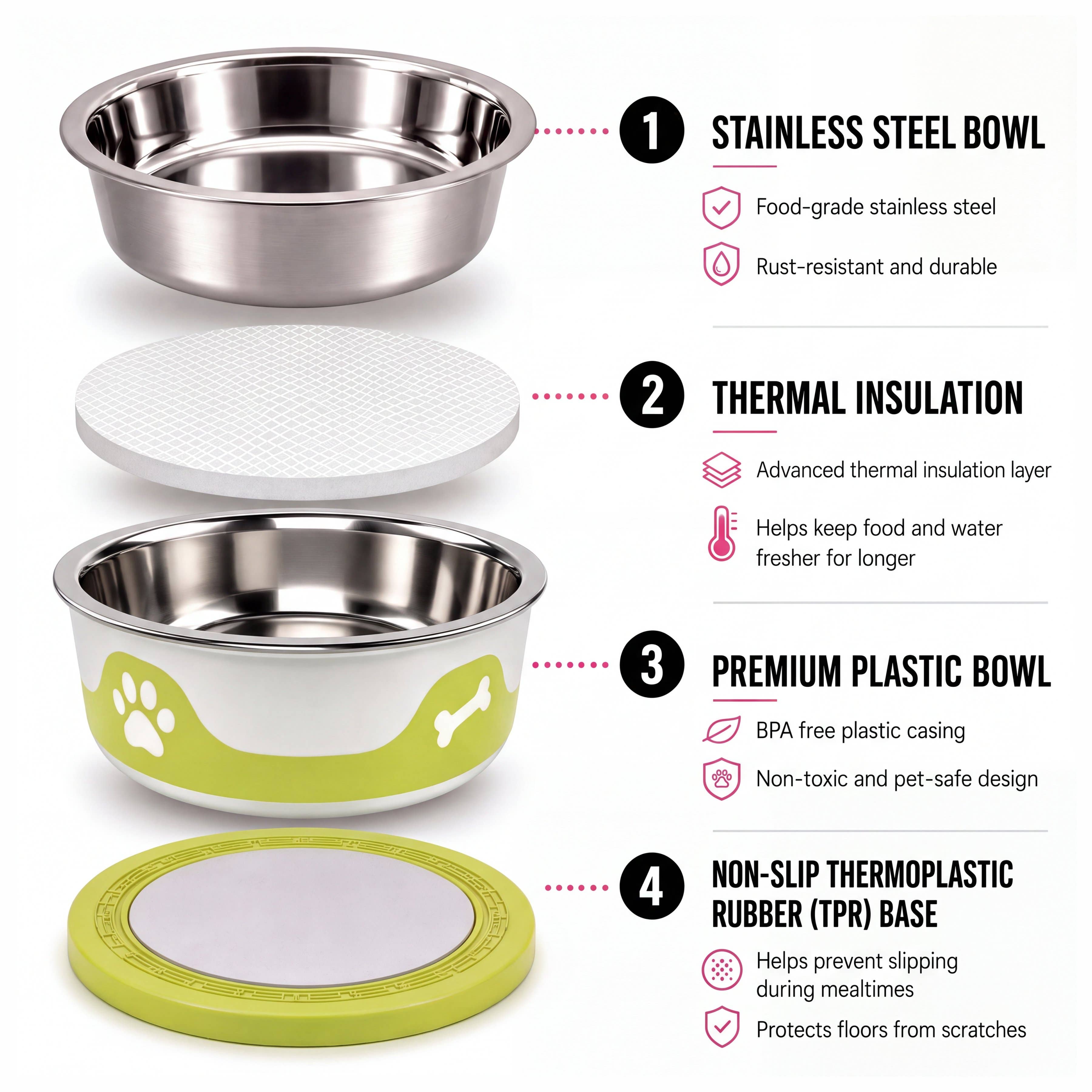 Olive Green-ThermaCool Dog & Cat Bowls