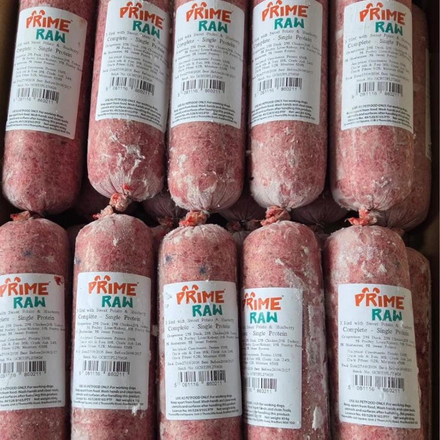 Prime Raw - 3 Bird with Sweet Potato & Blueberry Complete 454g
