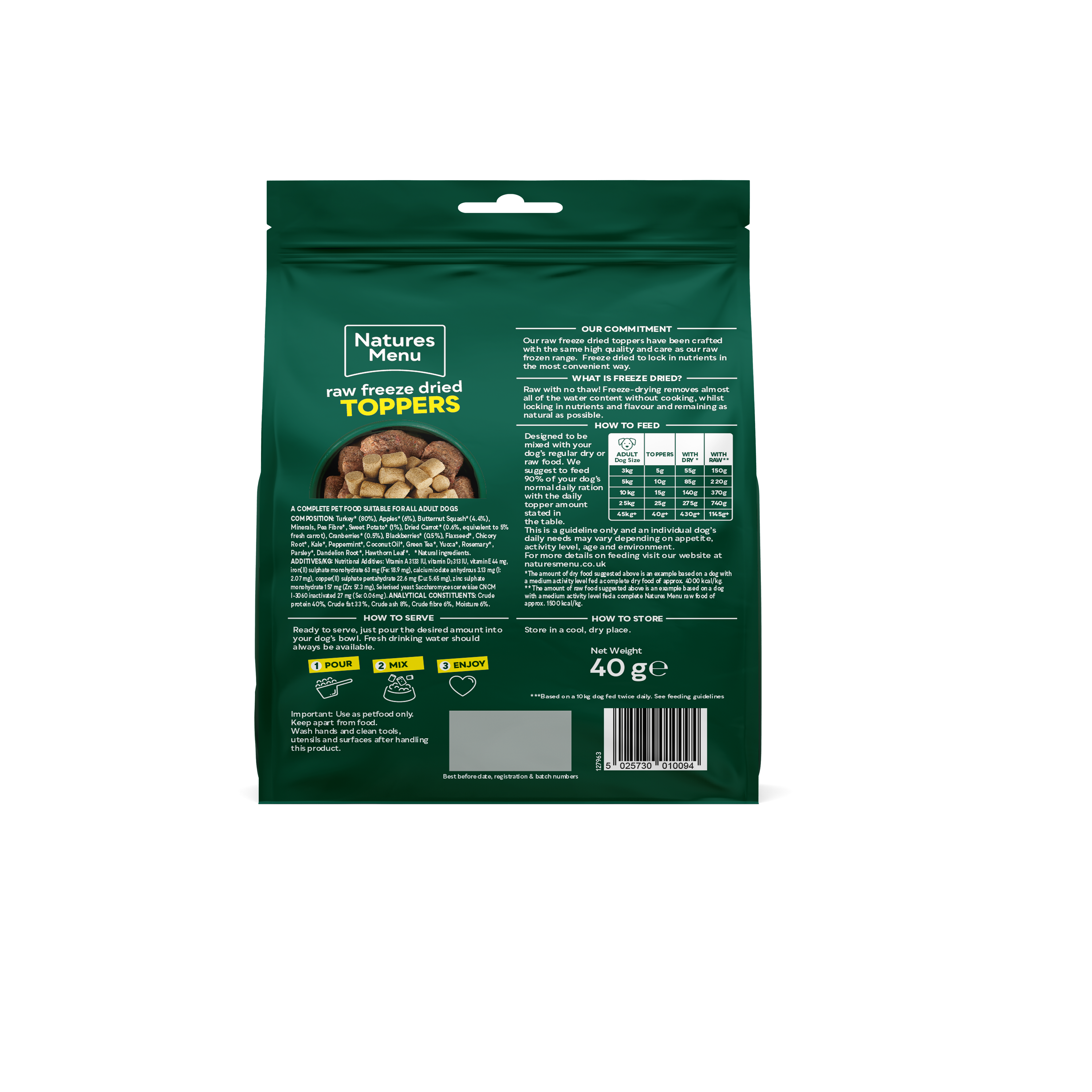 Natures Menu Freeze-Dried Topper Turkey 40g