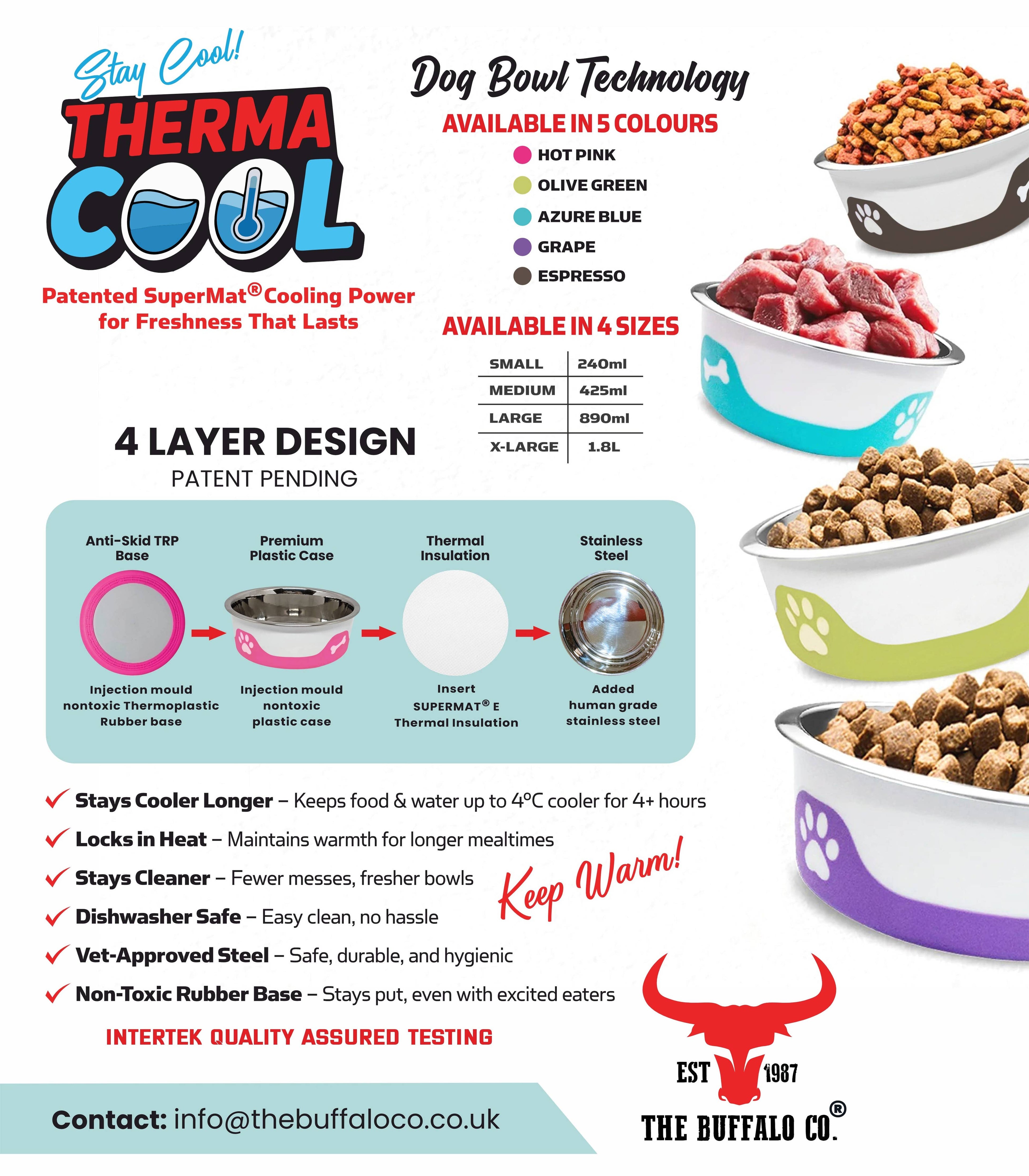 Grape-ThermaCool Dog & Cat Bowls