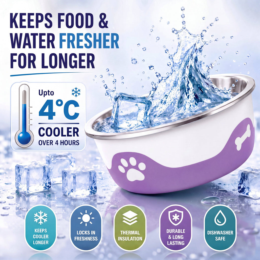 Grape-ThermaCool Dog & Cat Bowls