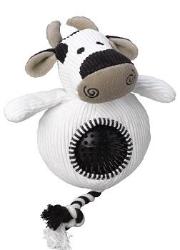 House Of Paws Cow Cord Toy With Spikey Ball Dog Toy