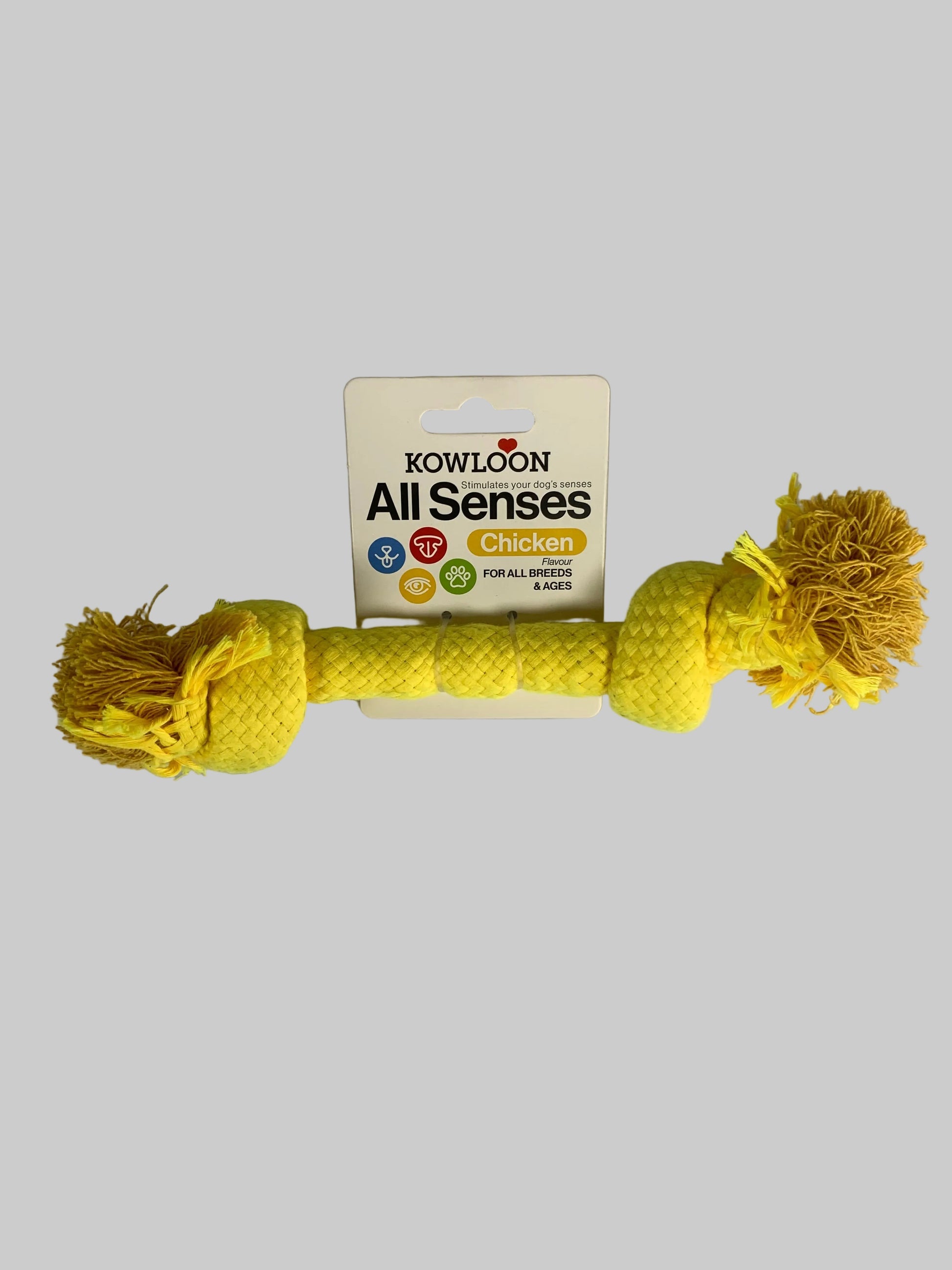 Kowloon All Senses Knotted Rope Dog Toy - Yellow/Chicken