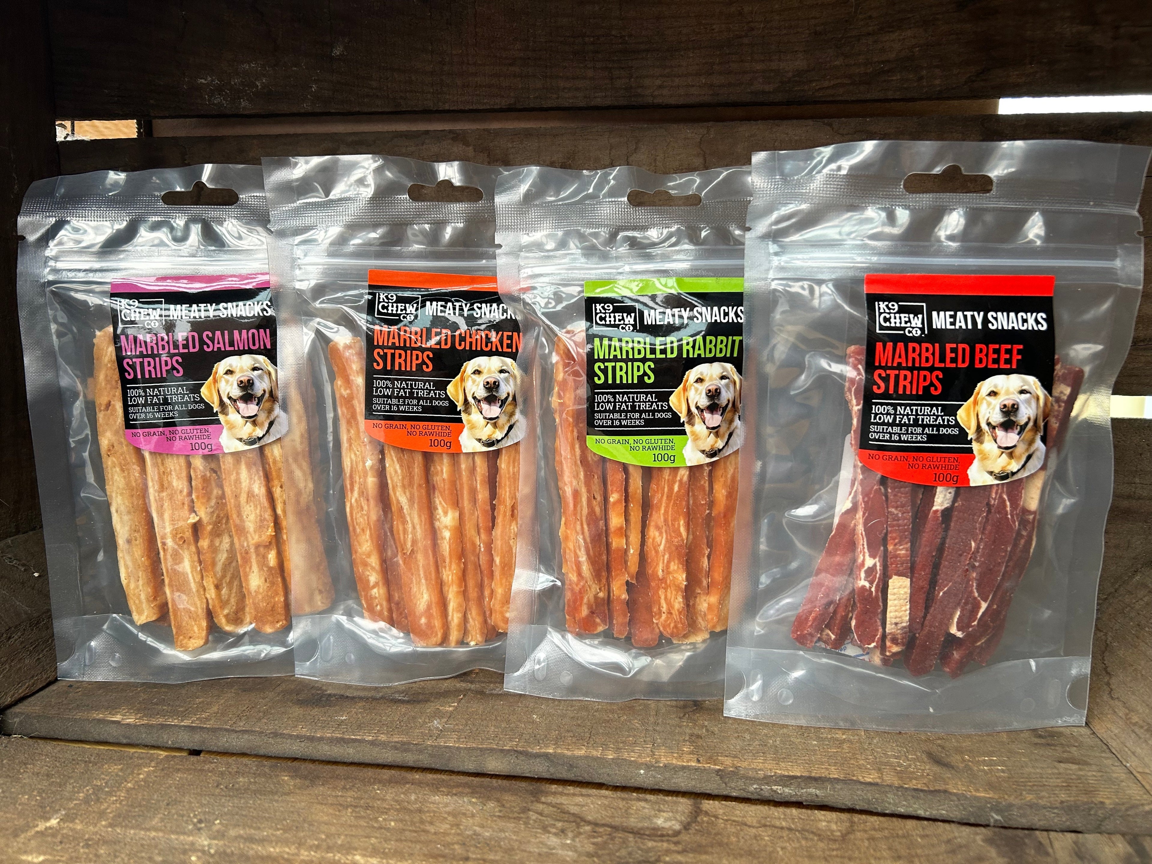Meaty Snacks Marbled Salmon Strips 100g