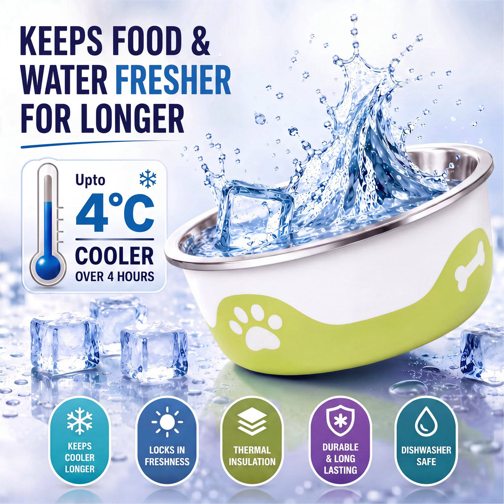 Olive Green-ThermaCool Dog & Cat Bowls
