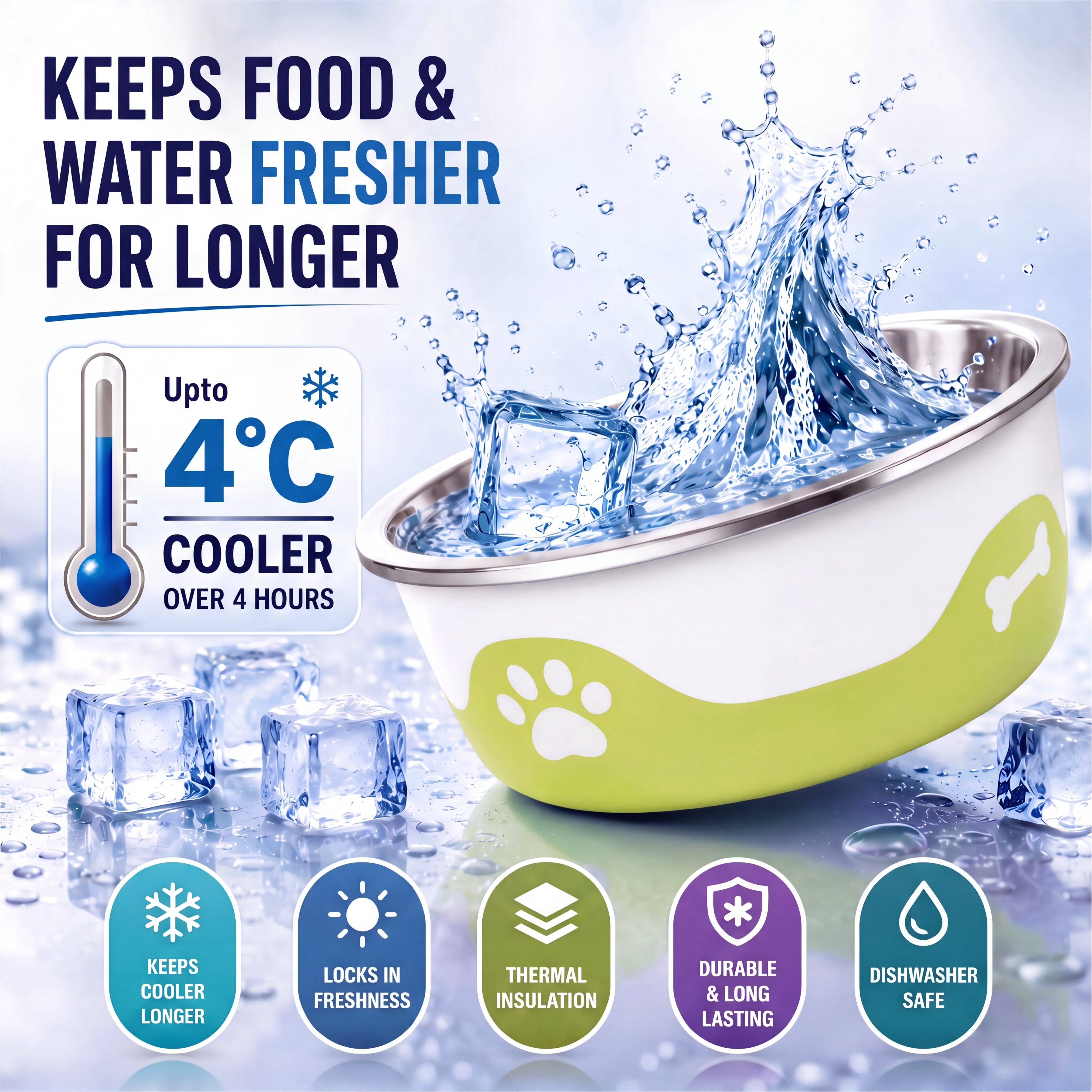 Olive Green-ThermaCool Dog & Cat Bowls
