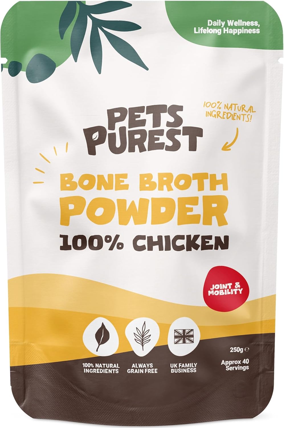 Pets Purest Chicken Bone Broth Powder for Dogs & Cats 250g