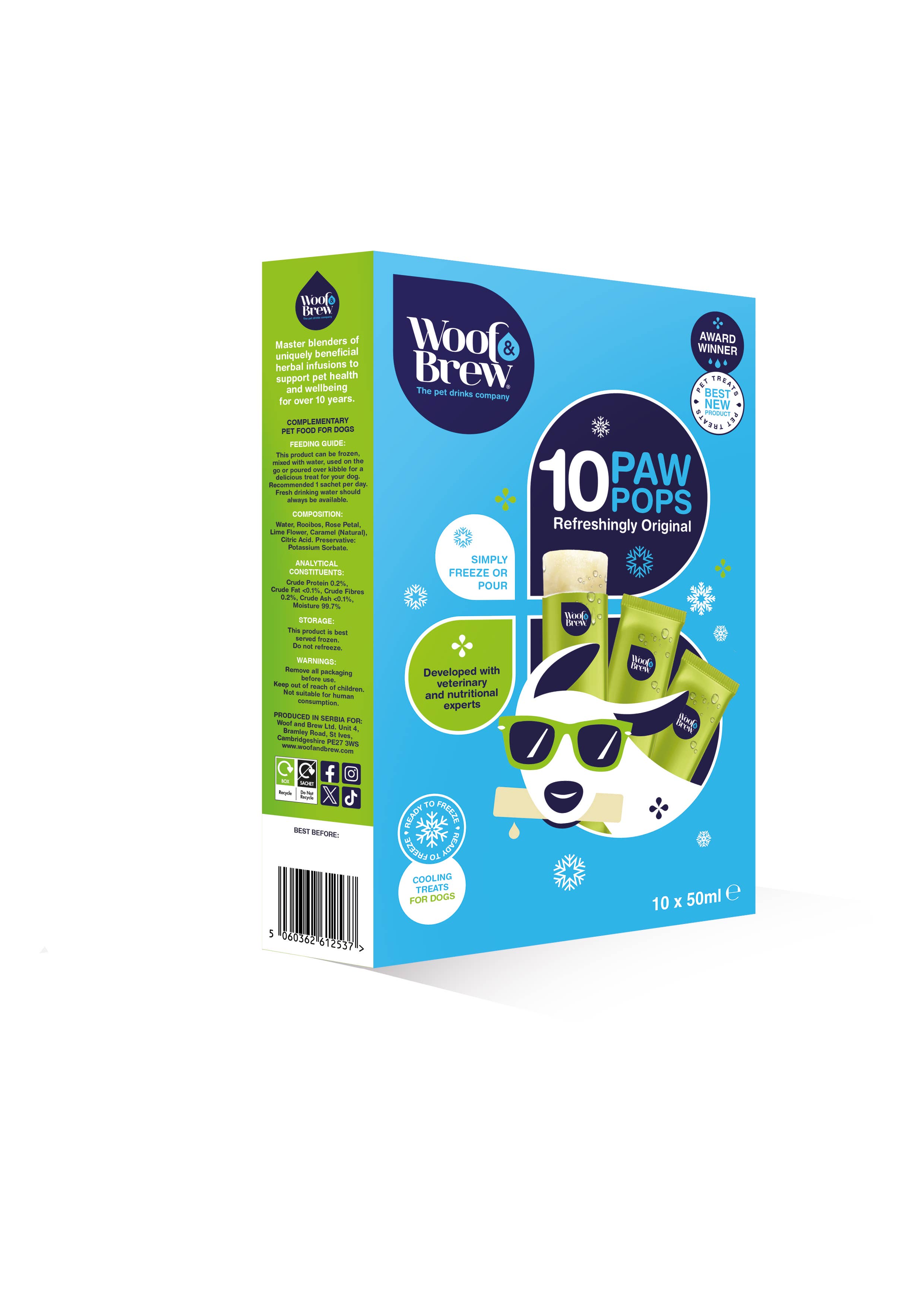 Woof&Brew Paw Pops for Dogs  - Freeze Pops for Dogs - Doggy Ice Pops