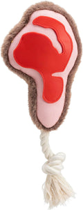House of Paws Chop on Rope Dog Toy - Plush with TPR Rubber and Squeaker