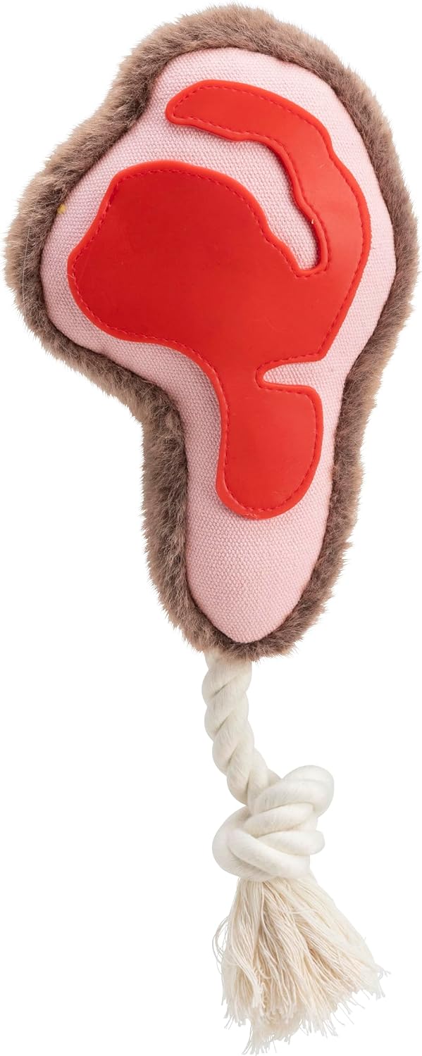 House of Paws Chop on Rope Dog Toy - Plush with TPR Rubber and Squeaker