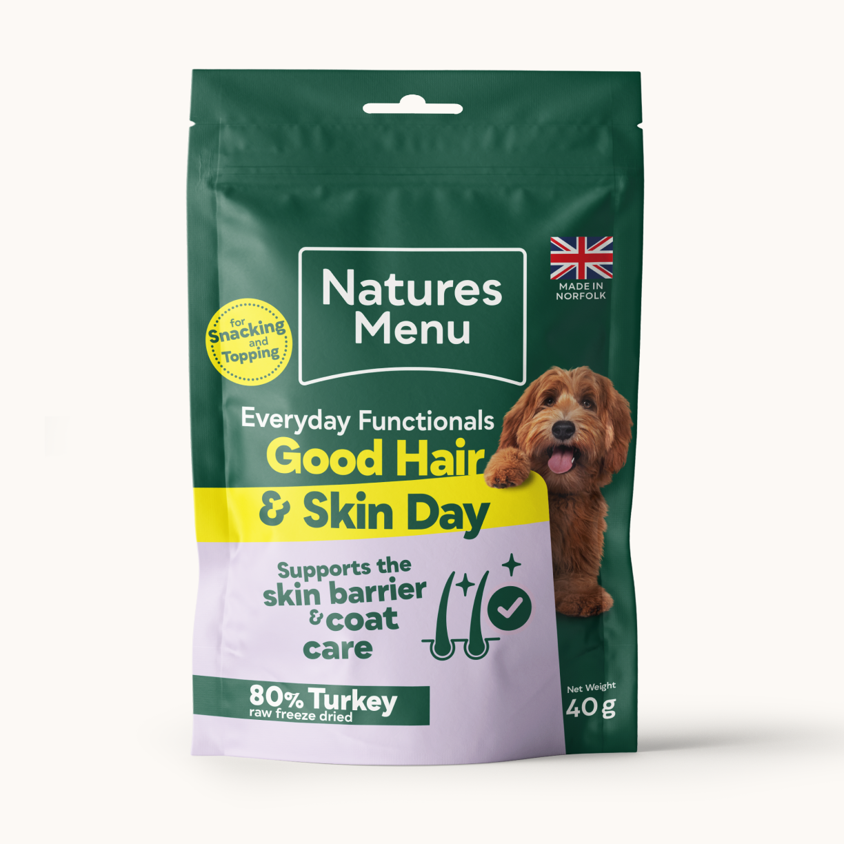 Natures Menu Functional Freeze-Dried Turkey Treats for Fur & Skin Good Hair & Skin Day 40g