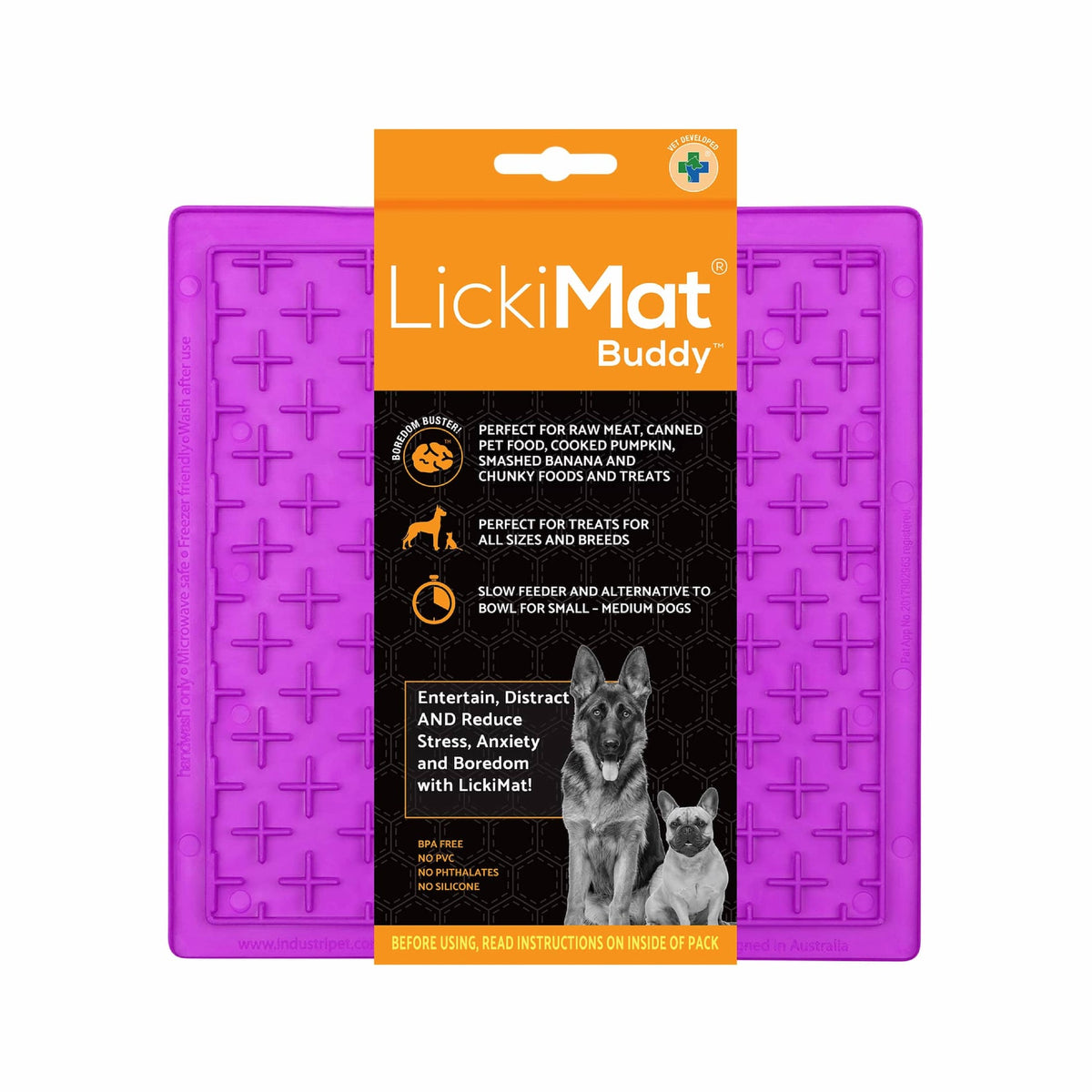 LickiMat® Classic Buddy™ – Original Slow Feeder Lick Mat for Dogs - Purple