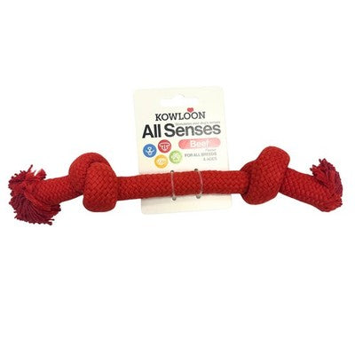 Kowloon All Senses Knotted Rope Dog Toy - Beef/Red